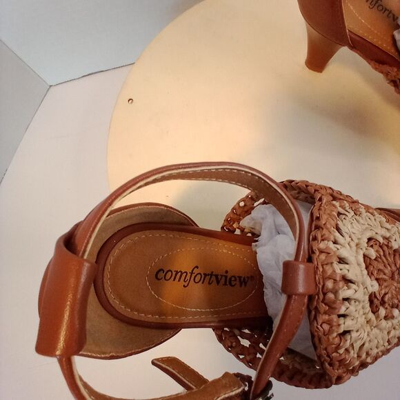COMFORTVIEW Brown Woven Open Toe Women's Sandals Size 7M - Picture 2 of 13